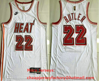 Men's Miami Heat #22 Jimmy Butler White 2022 Classic Icon Sponsor AU Jersey