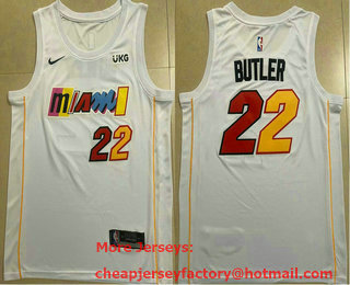 Men's Miami Heat #22 Jimmy Butler White 2023 City Edition Swingman Stitched Jersey With Sponsor