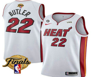 Men's Miami Heat #22 Jimmy Butler White 2023 Finals Association Edition With 6 Patch Stitched Jersey
