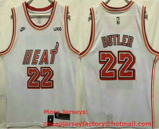 Men's Miami Heat #22 Jimmy Butler White 2023 Nike Swingman Stitched NBA Jersey With Sponsor
