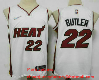 Men's Miami Heat #22 Jimmy Butler White 75th Anniversary Diamond 2021 Stitched Jersey