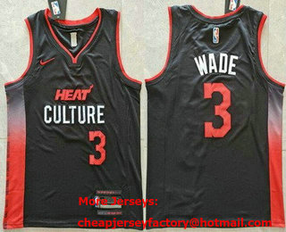 Men's Miami Heat #3 Dwyane Wade Black 2023 City Icon Swingman Jersey