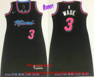 Men's Miami Heat #3 Dwyane Wade Black Nike Swingman Stitched Dress Jersey