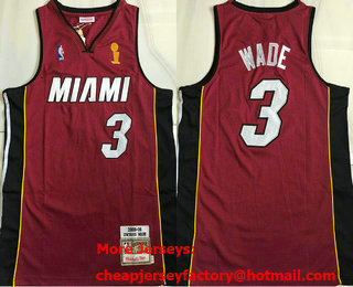 Men's Miami Heat #3 Dwyane Wade Red 2005-06 Hardwood Classics Soul AU Throwback Jersey