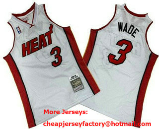 Men's Miami Heat #3 Dwyane Wade White 2005 Throwback Swingman Jersey