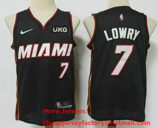 Men's Miami Heat #7 Kyle Lowry Black Nike 75th Anniversary Diamond 2021 Stitched Jersey With Sponsor