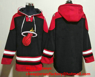 Men's Miami Heat Blank Black Ageless Must Have Lace Up Pullover Hoodie
