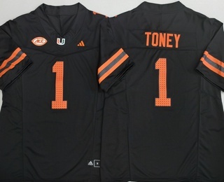 Men's Miami Hurricanes #1 Malachi Toney Black FUSE College Football Jersey
