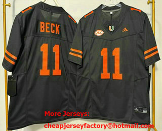 Men's Miami Hurricanes #11 Carson Beck Limited Black FUSE College Football Jersey