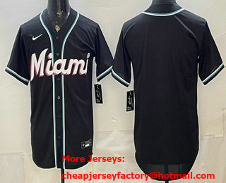 Men's Miami Marlins Blank 2026 Black Fashion Cool Base Jersey
