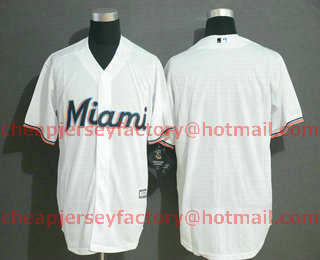 Men's Miami Marlins Blank NEW 2019 Whtie Home Stitched MLB Cool Base Jersey