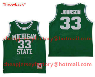 Men's Michigan State Spartans #33 Magic Johnson Green College Basketball Swingman Jersey-Michigan State