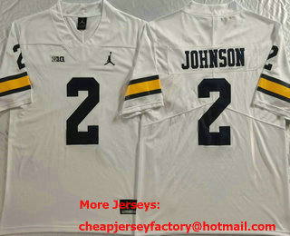 Men's Michigan Wolverines #2 Will Johnson White Vapor College Stitched Jersey