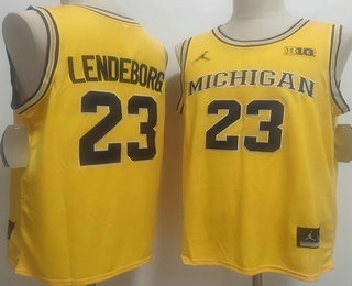 Men's Michigan Wolverines #23 Yaxel Lendeborg Yellow College Basketball Jersey