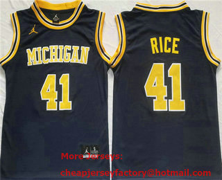 Men's Michigan Wolverines #41 Glen Rice Navy Blue Stitched Jersey