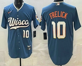 Men's Milwaukee Brewers #10 Sal Frelick Blue 2026 City Connect Stadium Jersey