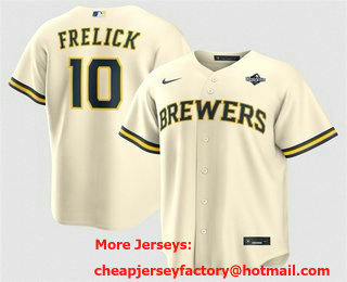 Men's Milwaukee Brewers #10 Sal Frelick Cream 2026 World Series Cool Base Stitched Jersey