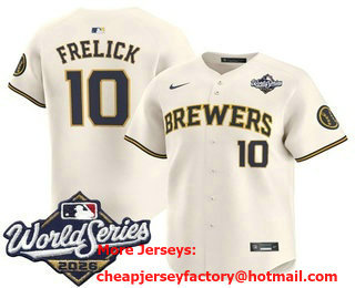 Men's Milwaukee Brewers #10 Sal Frelick Cream 2026 World Series Limited Stitched Jersey