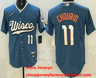 Men's Milwaukee Brewers #11 Jackson Chourio Blue 2026 City Connect Stadium Jersey
