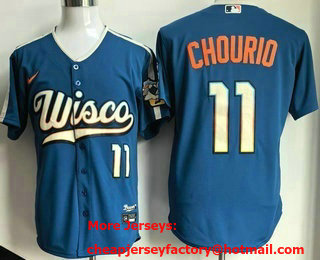 Men's Milwaukee Brewers #11 Jackson Chourio Blue 2026 City Connect Stadium Jersey
