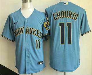 Men's Milwaukee Brewers #11 Jackson Chourio Blue 2026 City Connect Stadium Stitched Jersey