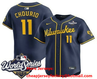 Men's Milwaukee Brewers #11 Jackson Chourio Navy 2026 World Series Alternate Limited Stitched Jersey