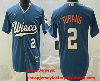 Men's Milwaukee Brewers #2 Brice Turang Blue 2026 City Connect Stadium Jersey