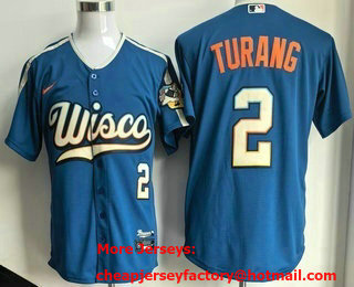 Men's Milwaukee Brewers #2 Brice Turang Blue 2026 City Connect Stadium Jersey