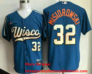 Men's Milwaukee Brewers #32 Jacob Misiorowski Blue 2026 City Connect Stadium Jersey