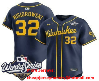 Men's Milwaukee Brewers #32 Jacob Misiorowski Navy 2026 World Series Alternate Limited Stitched Jersey