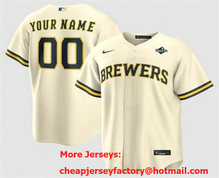 Men's Milwaukee Brewers ACTIVE PLAYER Custom Cream 2026 World Series Cool Base Stitched Jersey