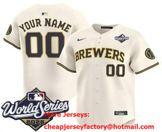 Men's Milwaukee Brewers ACTIVE PLAYER Custom Cream 2026 World Series Limited Stitched Jersey