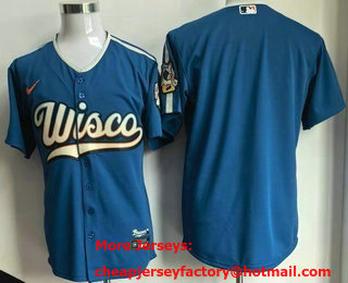 Men's Milwaukee Brewers Blank Blue 2026 City Connect Stadium Jersey