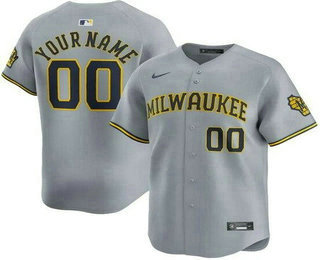 Men's Milwaukee Brewers Customized Gray Limited Jersey