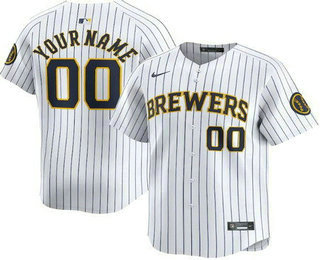 Men's Milwaukee Brewers Customized White Limited Jersey