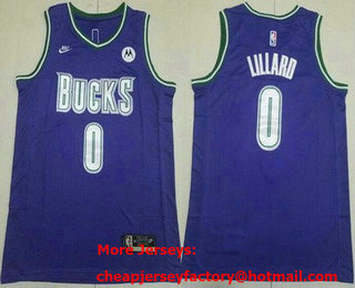 Men's Milwaukee Bucks #0 Damian Lillard Purple Classic Icon Sponsor Swingman Jersey