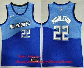 Men's Milwaukee Bucks #20 Khris Middleton Blue 2021 Nike City Edition Swingman Jersey