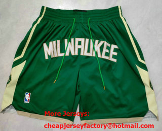 Men's Milwaukee Bucks Green Nike Swingman 2021 Earned Edition Stitched Shorts