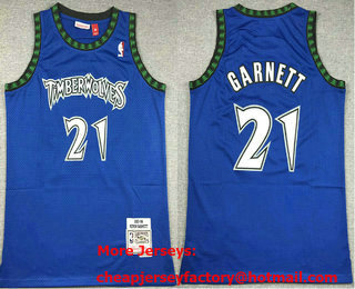 Men's Minnesota Timberwolves #21 Kevin Garnett Blue 2003 Throwback Swingman Jersey