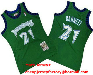 Men's Minnesota Timberwolves #21 Kevin Garnett Green 1997 Throwback Swingman Jersey