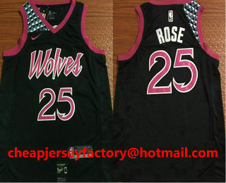 Men's Minnesota Timberwolves #25 Derrick Rose New Black 2019 City Edition NBA Swingman Jersey