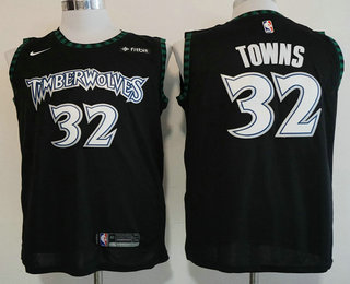 Men's Minnesota Timberwolves #32 Karl Anthony Towns Black Nike Swingman Hardwood Classics Soul Swingman Fitbit Throwback Jersey