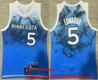 Men's Minnesota Timberwolves #5 Anthony Edwards Blue 2023 City Icon Sponsor Swingman Jersey