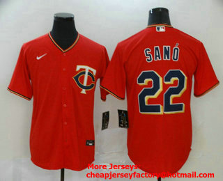 Men's Minnesota Twins #22 Miguel Sano Red Stitched MLB Cool Base Nike Jersey