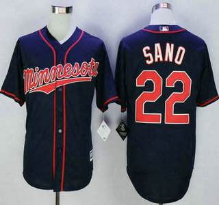 Men's Minnesota Twins #22 Miguel Sano Navy Blue Alternate 2015 Road New Cool Base Jersey