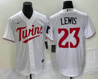 Men's Minnesota Twins #23 Royce Lewis White Red Stitched MLB Cool Base Nike Jersey