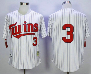 Men's Minnesota Twins #3 Harmon Killebrew Retired 1991 White Pinstirpe Mitchell & Ness Throwback Jersey