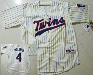 Men's Minnesota Twins #4 Paul Molitor Retired Cream Stitched Baseball Jersey