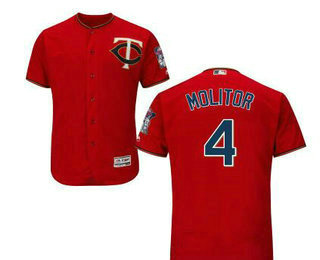 Men's Minnesota Twins #4 Paul Molitor Retired Red Stitched Baseball Jersey