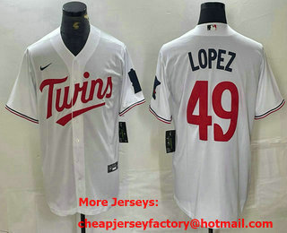 Men's Minnesota Twins #49 Pablo Lopez White Stitched MLB Cool Base Nike Jersey